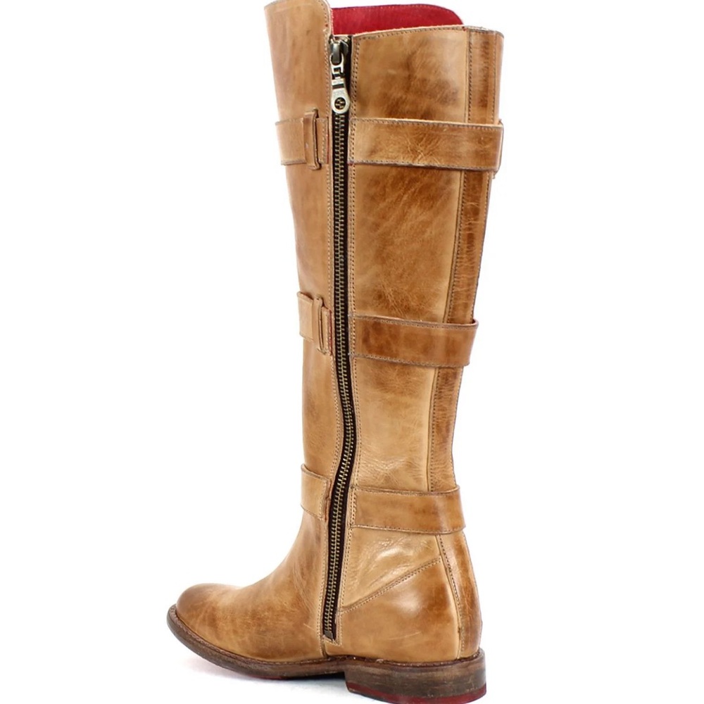 BedStu Tan Leather Knee-High Boots with Buckles; NWOT with box - Picture 4 of 6